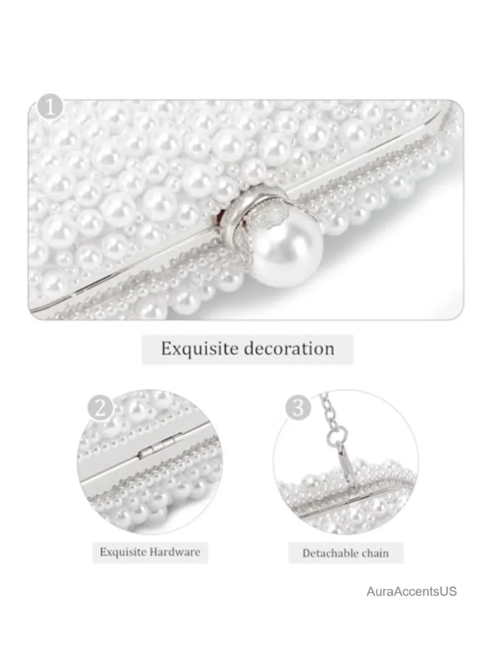 Pearl Clutch Purse Beaded Bag Small Bridal Evening Handbag